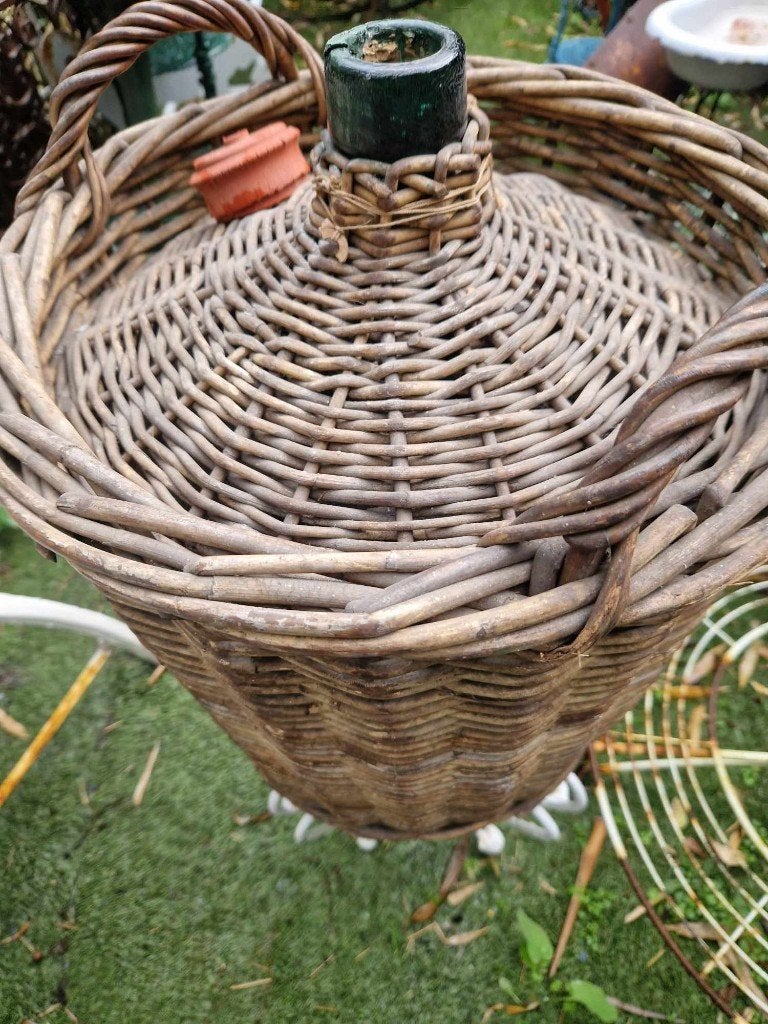 Grote mandfles/vaas/kruik voor decoratie (brocante), Gebruikt, Ophalen of Verzenden, Glas, Geschikt voor droogbloemen