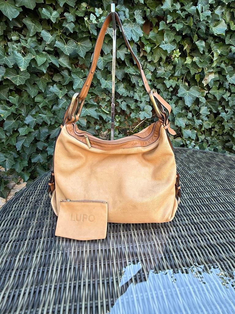 Lupo tas | leer | beige caramel | shopper | 34x44 cm, Ophalen of Verzenden, Gebruikt, Beige, Shopper