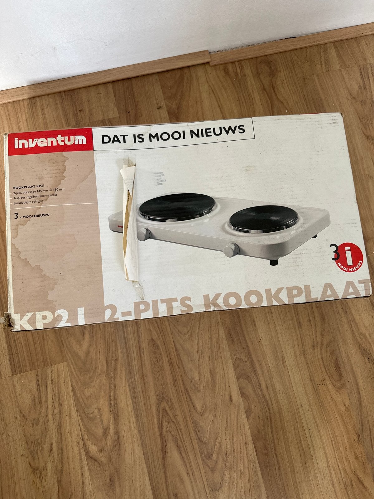 Inventum KP21 2-pits kookplaat - Nieuw in doos, Nieuw, 3 kookzones of minder, Ophalen of Verzenden, Vrijstaand