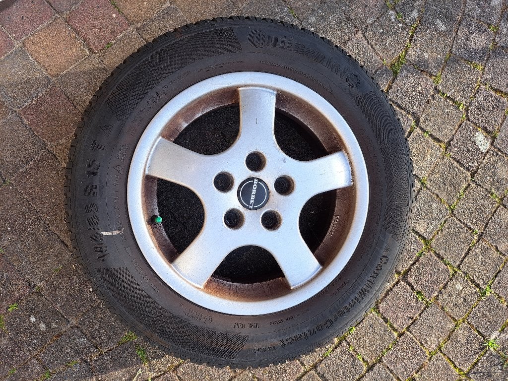 borbet velgen met continental winterbanden (4 stuks), Gebruikt, 15 inch, Banden en Velgen, Personenwagen