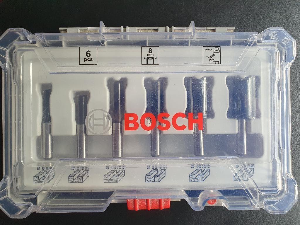Bosch 6-delige rechte freesset - 2607017466, Doe-het-zelf en Verbouw, Nieuw, Ophalen of Verzenden, Bovenfrees, Bosch