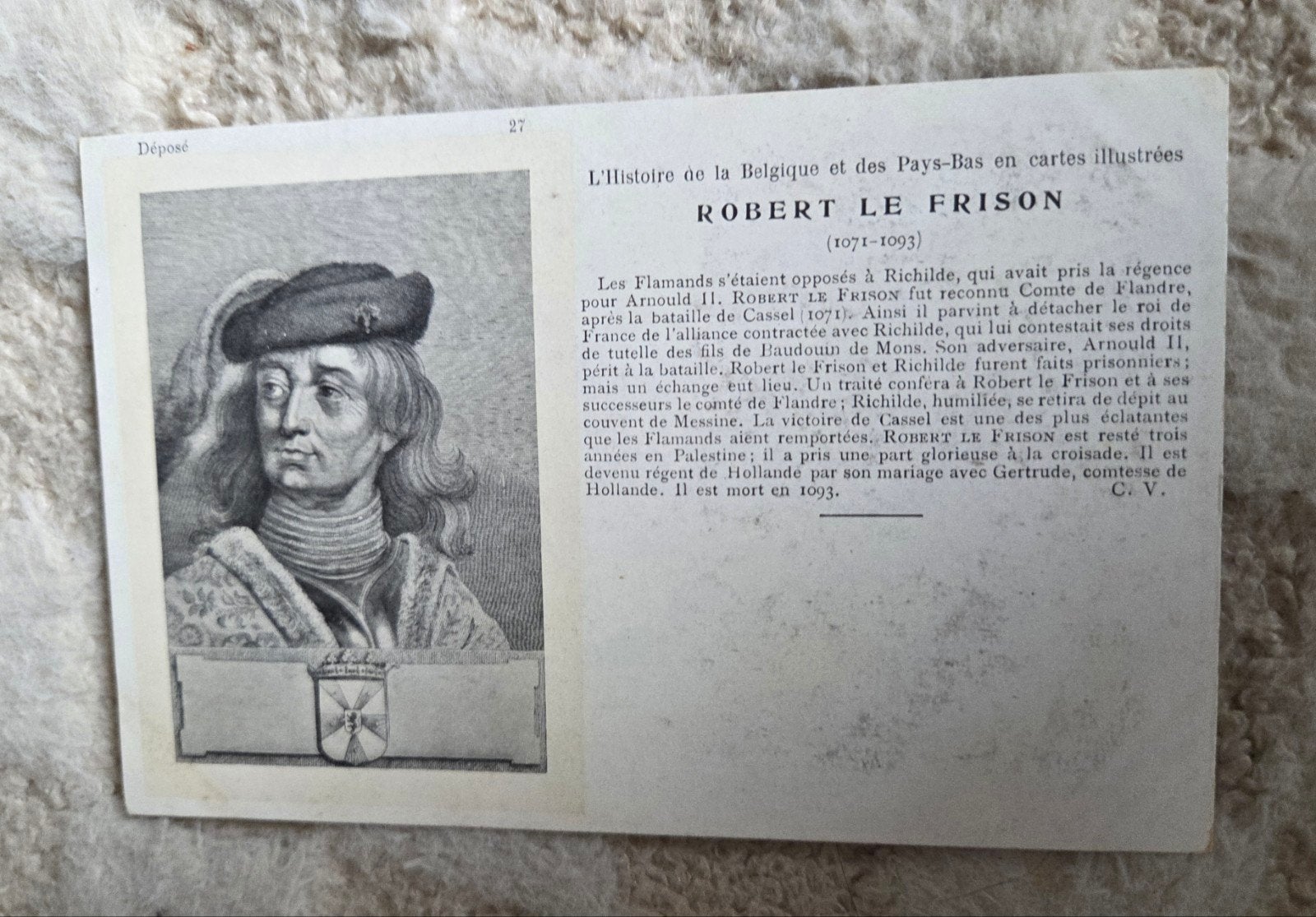 Oude Postkaart: Robert le Frison (1071-1093), Verzamelen, Verzenden, Voor 1920, Ongelopen, Politiek en Historie