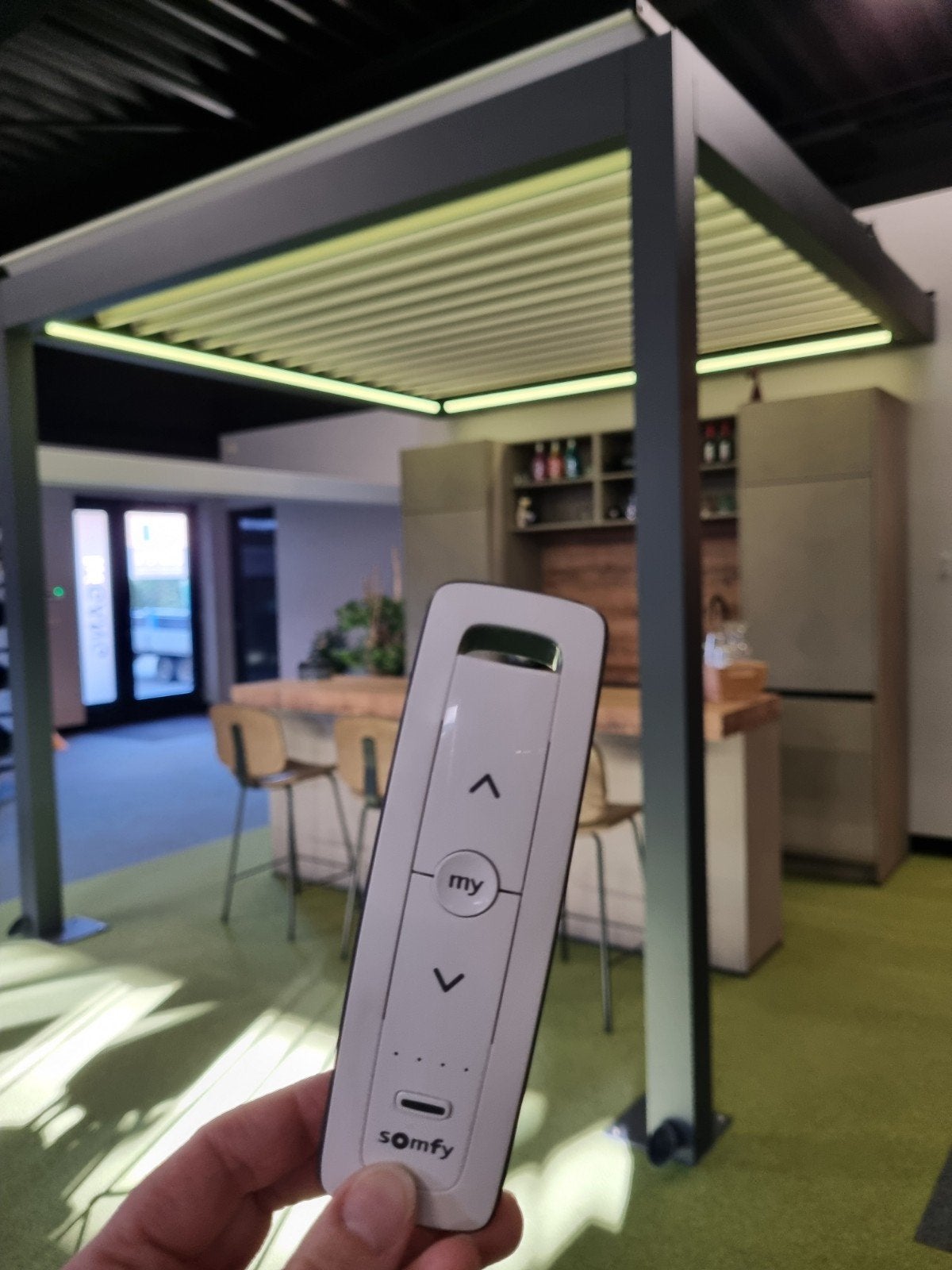 Lamellen overkapping Palmiye Skyroof Compact showroommodel, Ophalen, Zo goed als nieuw, Veranda