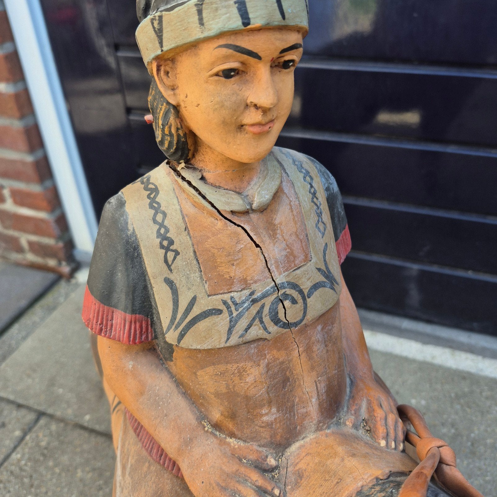 beeld van indiaan op paard, handgesneden, Antiek en Kunst, Kunst | Beelden en Houtsnijwerken, Overige onderwerpen, Handgemaakt