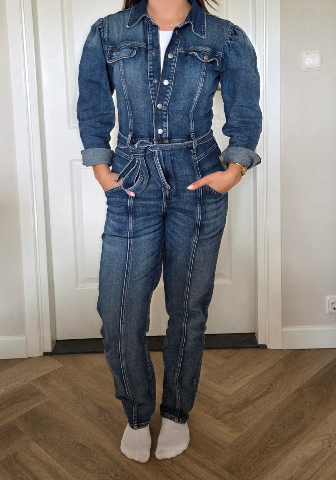 Claudie Pierlot spijker jumpsuit maat 34, Blauw, Claudie Pierlot, Ophalen of Verzenden, Zo goed als nieuw