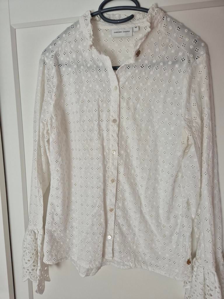 Witte blouse met ruches van Fabienne Chapot, Maat 38/40 (M), Wit, Ophalen of Verzenden, Zo goed als nieuw