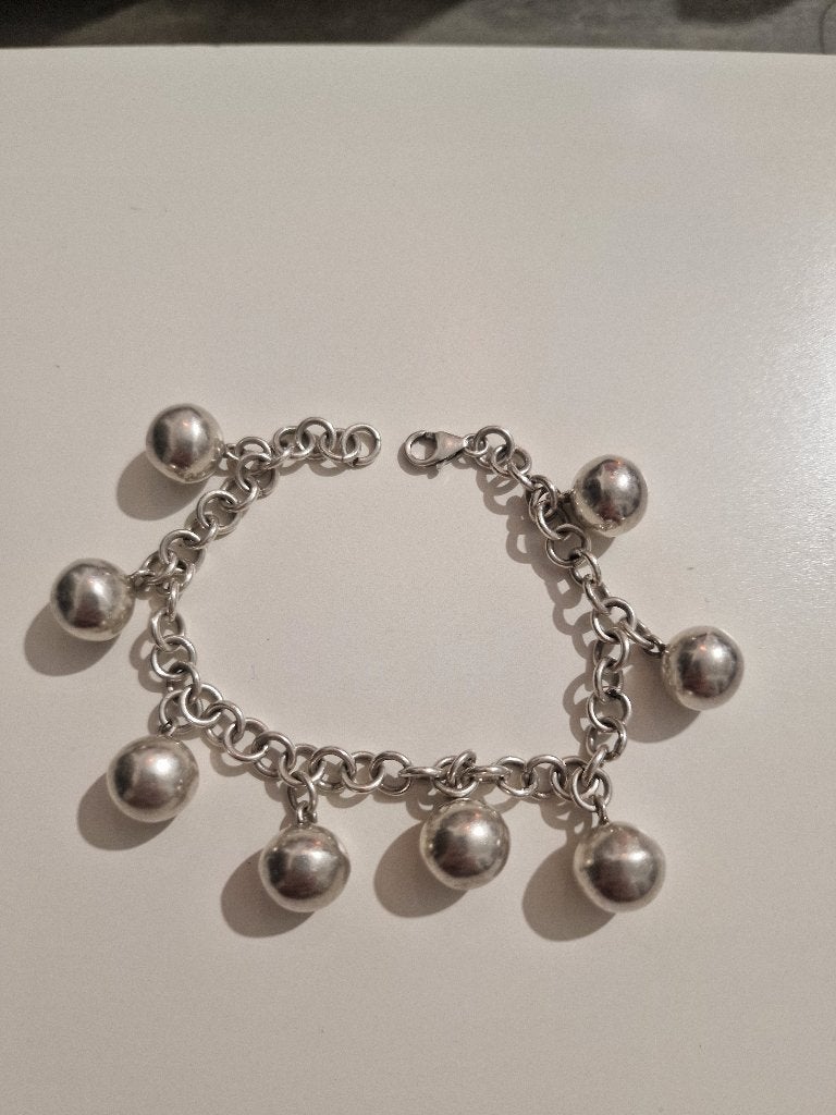 Zilveren armband 925 met bellen, Gebruikt, Verzenden, Met bedels of kralen, Zilver