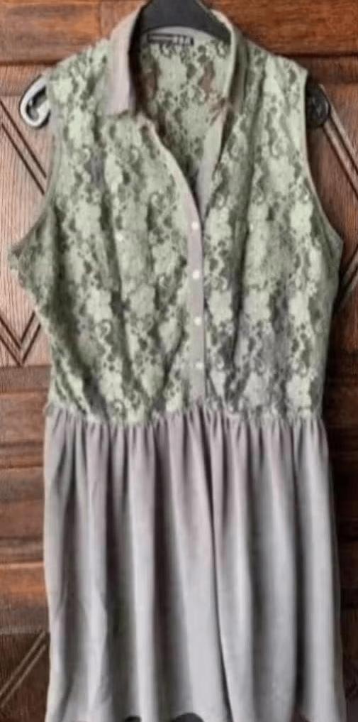 Groene jurk met onderjurk; atmosphere; maat 46; kanten top, Ophalen of Verzenden, Zo goed als nieuw, Groen, Jurk