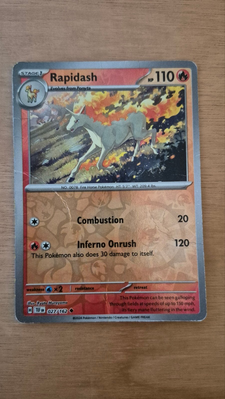 Pokémon Kaart Rapidash 027/162 TEF EN, Ophalen of Verzenden