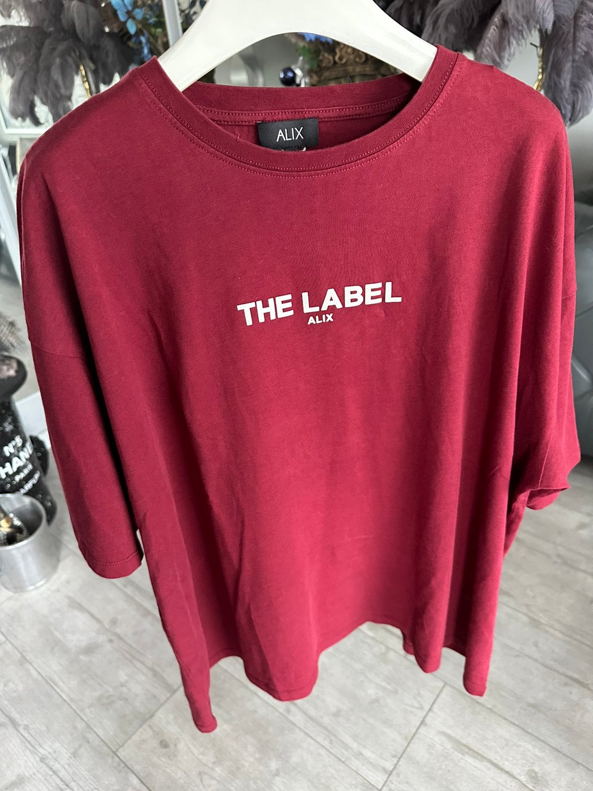 Alix the label , Bordeaux rood shirt , maat L, Kleding | Dames, Maat 42/44 (L), Ophalen of Verzenden, Zo goed als nieuw, Korte mouw