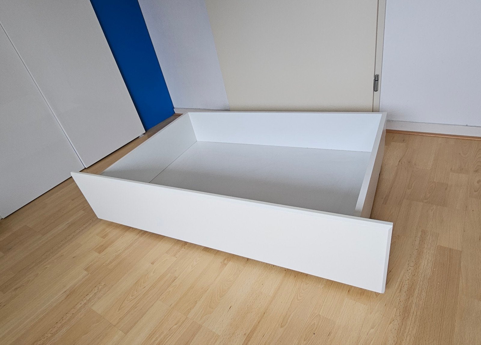 2x Wit bedlade/opberglade op wieltjes, Ophalen, Gebruikt, Eenpersoons, Wit