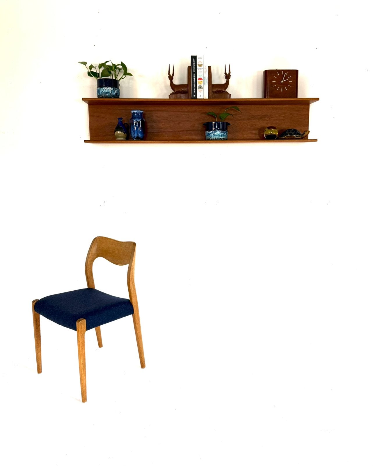 Vintage XL (150cm!) teakhouten wandplank ‘60, Ophalen of Verzenden, Zo goed als nieuw, Nvt, Nvt