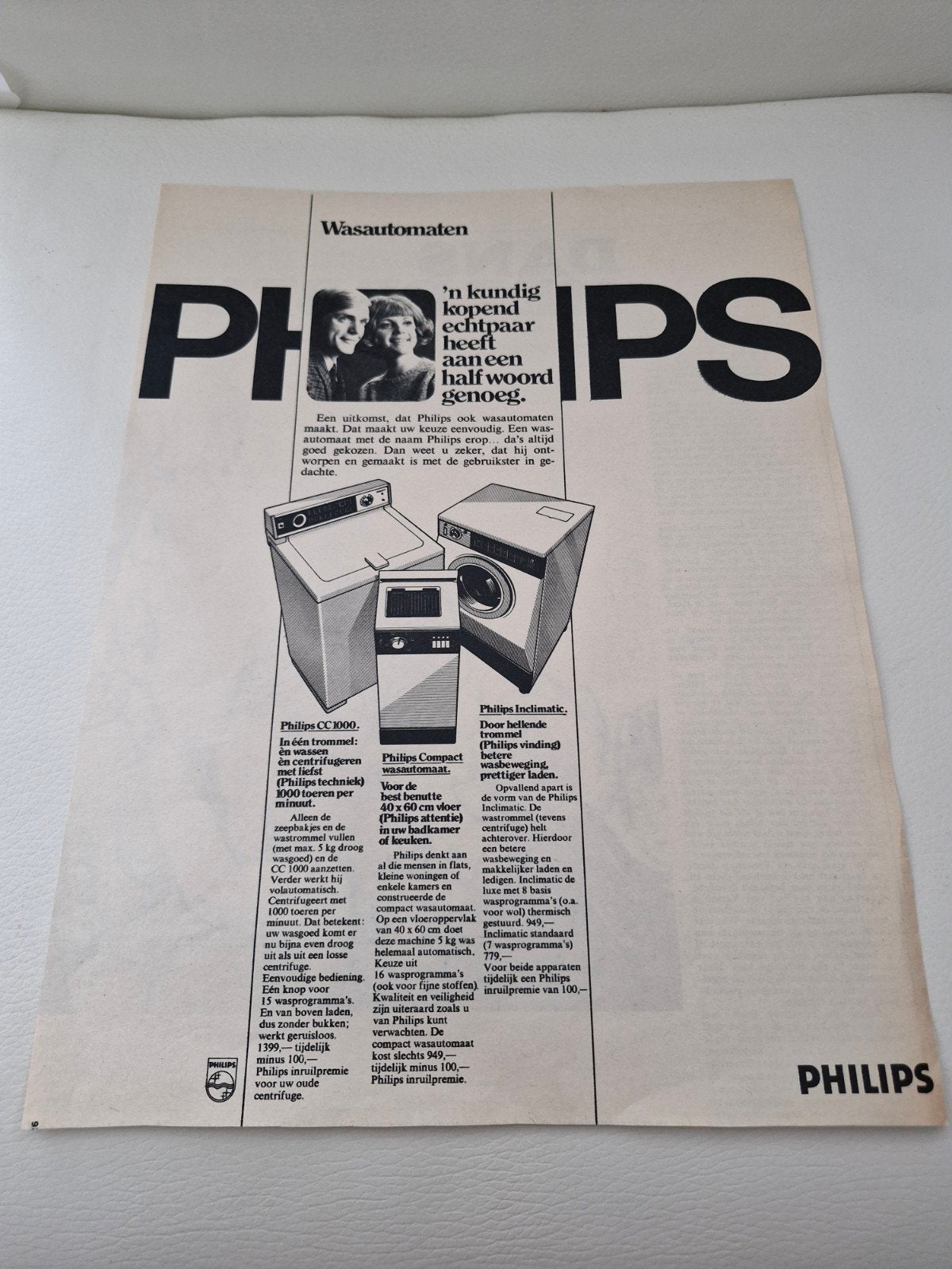 Advertentie Philips Wasautomaten: CC1000, Compact & Inclimat, Ophalen of Verzenden, Tijdschrift