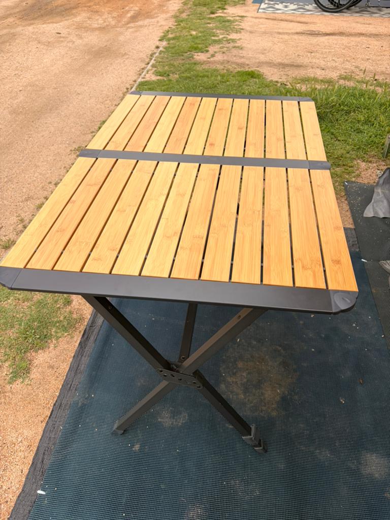 Campingtafel antraciet aluminium met bamboo 110x70, Ophalen, Campingtafel