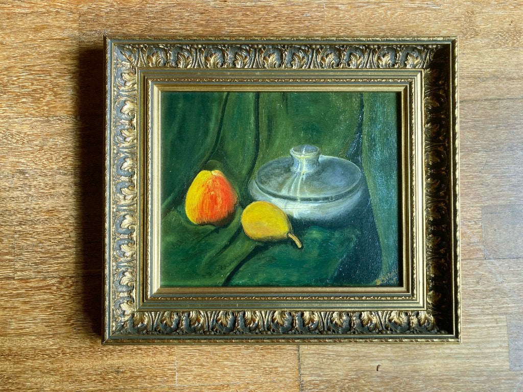 Stilleven van D. Scholtus - olieverf op paneel - 22 x 27 cm, Antiek en Kunst, Ophalen, Stilleven
