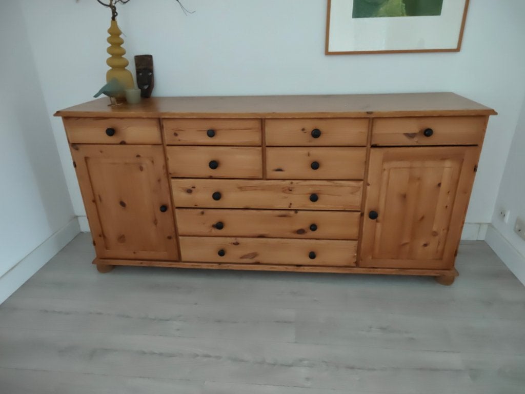 Grenen dressoir, Ophalen, Gebruikt, 150 tot 200 cm, Met lade(s)