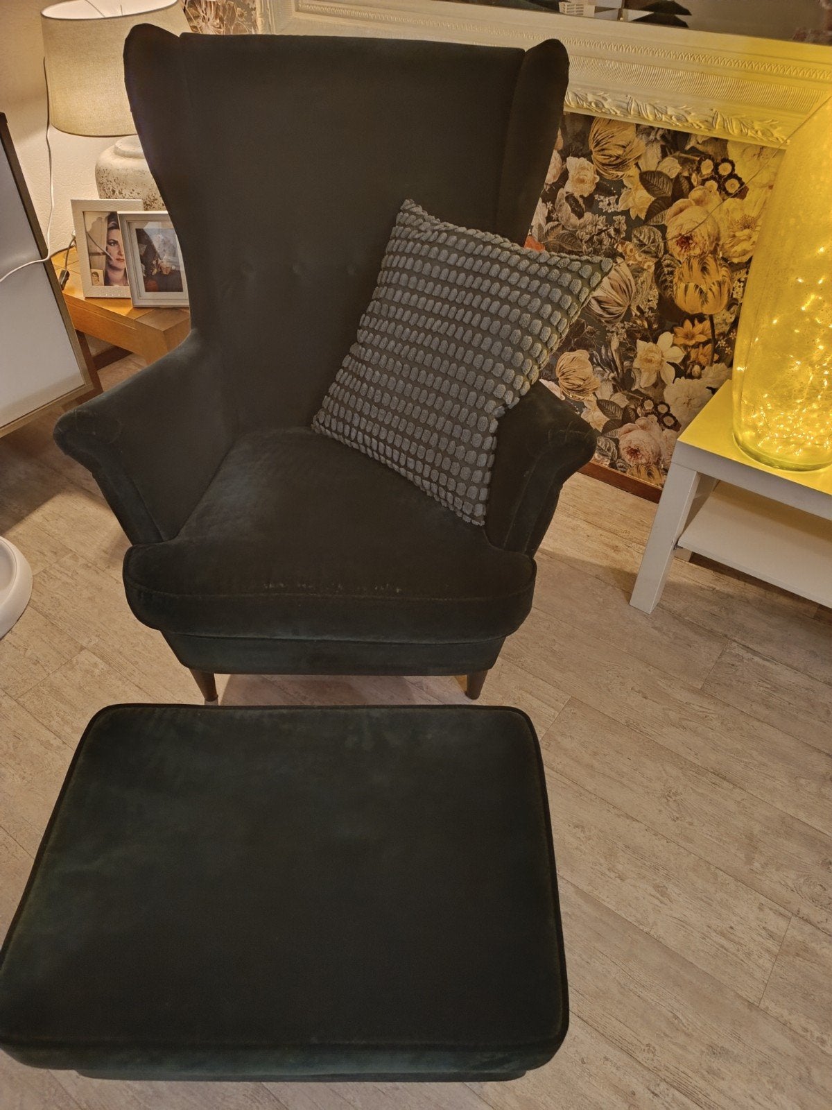 Groene IKEA Strandmon fauteuil (zonder poef), Huis en Inrichting, Ophalen, Modern, Klassiek, Comfort, 75 tot 100 cm, Zo goed als nieuw