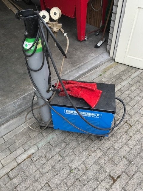 Elektra Beckum MIG/MAG Lasapparaat met gasfles en op wielen, Ophalen, Gebruikt, Minder dan 150 ampère, Co2