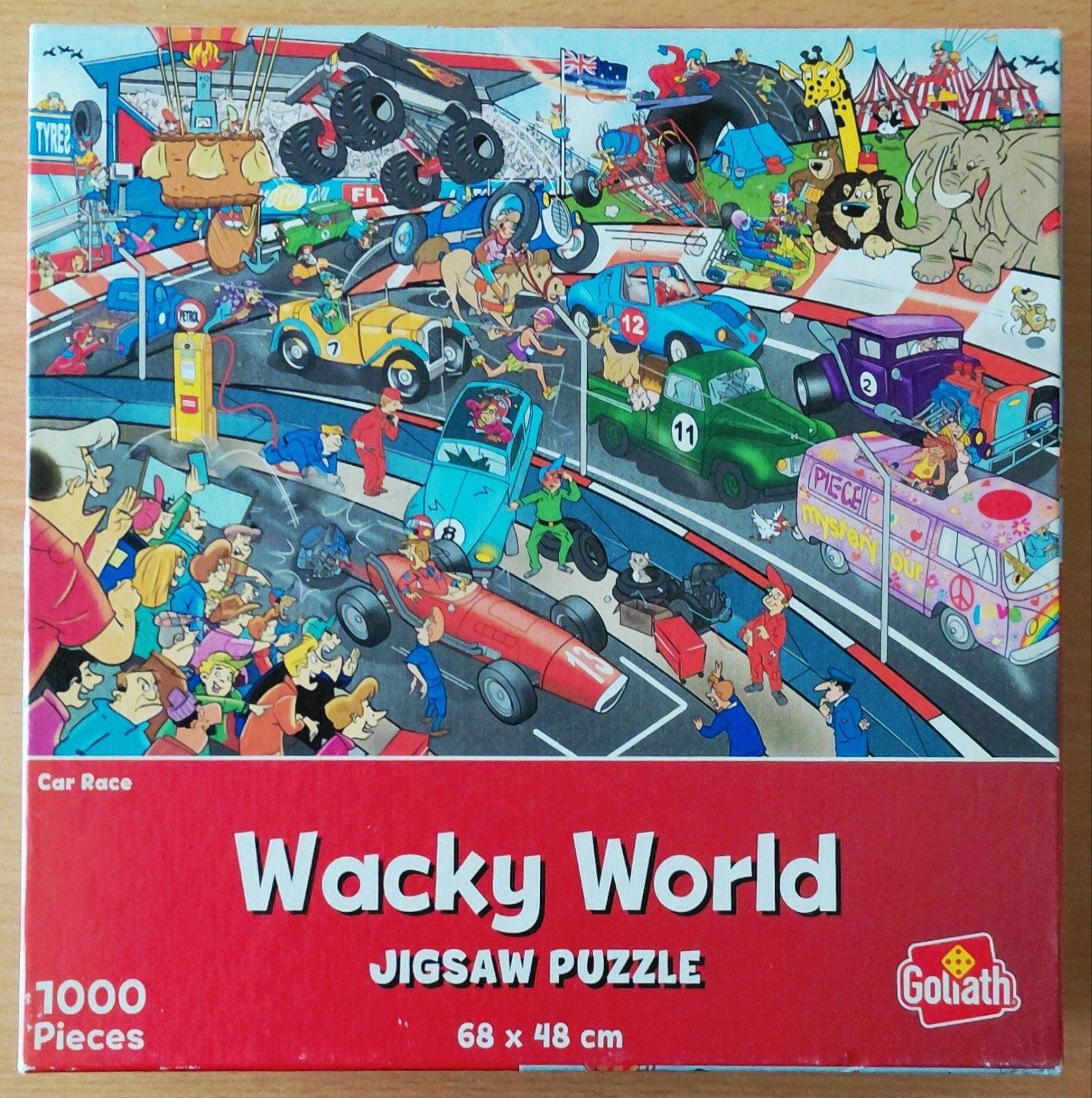 Wacky World puzzel Car Race auto 1000 compleet, Ophalen of Verzenden, 500 t/m 1500 stukjes, Gebruikt, Legpuzzel