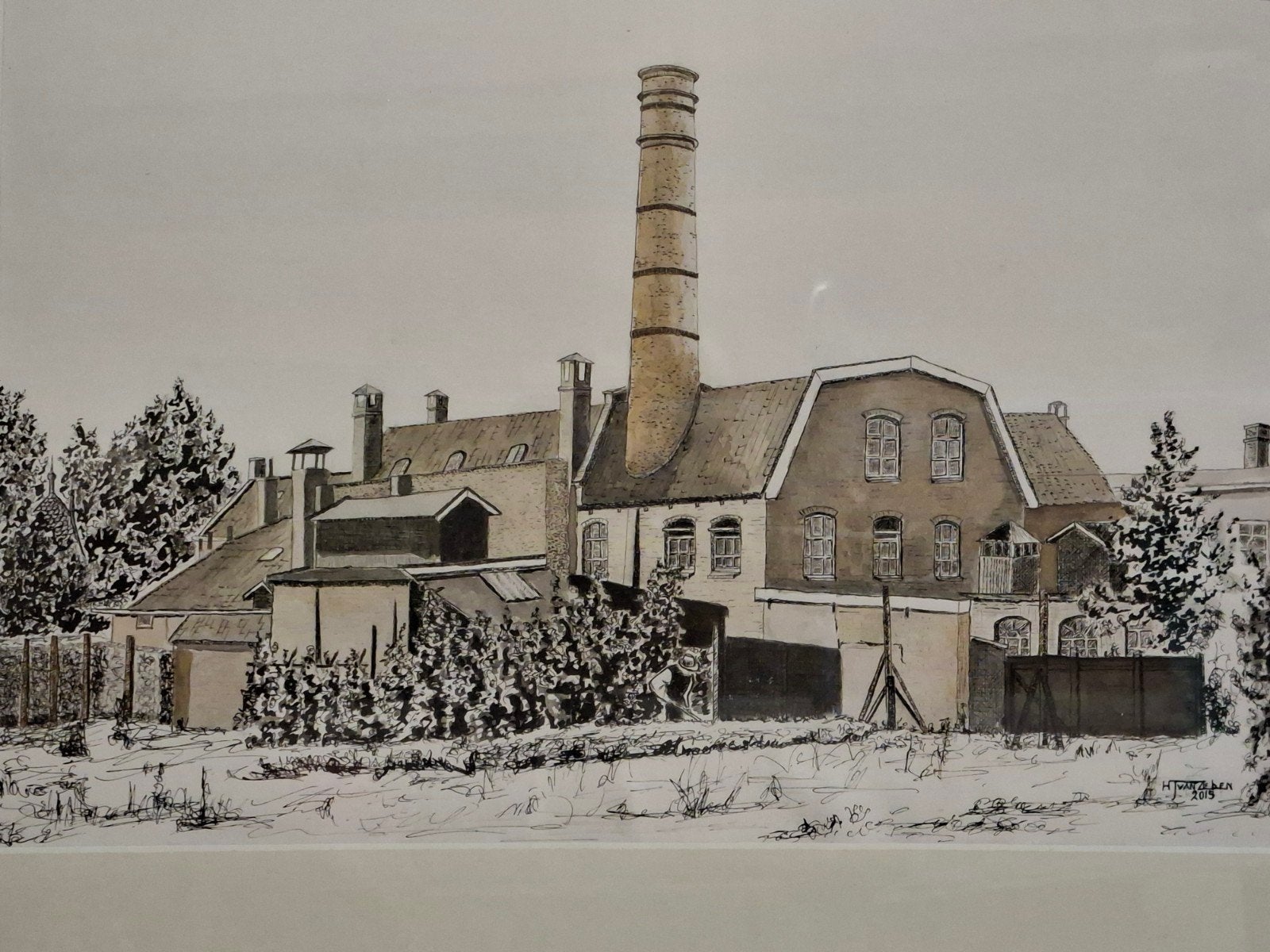 wasserij Hulscher, Ophalen, Schilderij, Gemengde techniek, Achter glas