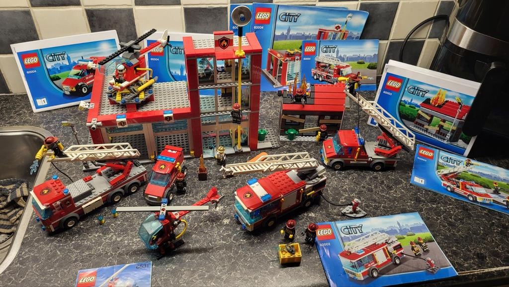 Complete Lego City 60004 Brandweer Kazerne & Voertuigen Sets, Ophalen of Verzenden, Gebruikt, Complete set, Lego