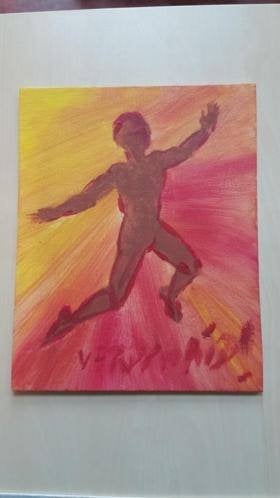 schilderij figuratief verdraaid!!, Antiek en Kunst, Ophalen