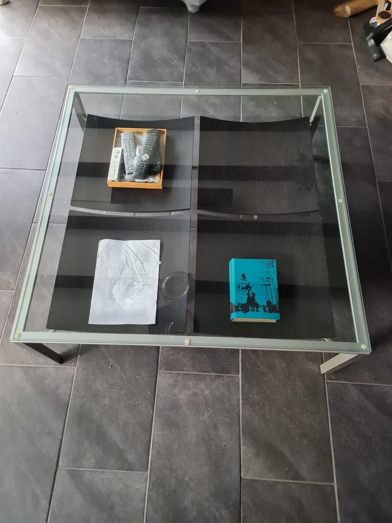 Glazen salontafel 100x100 cm, Ophalen, Vierkant, Zo goed als nieuw, Glas