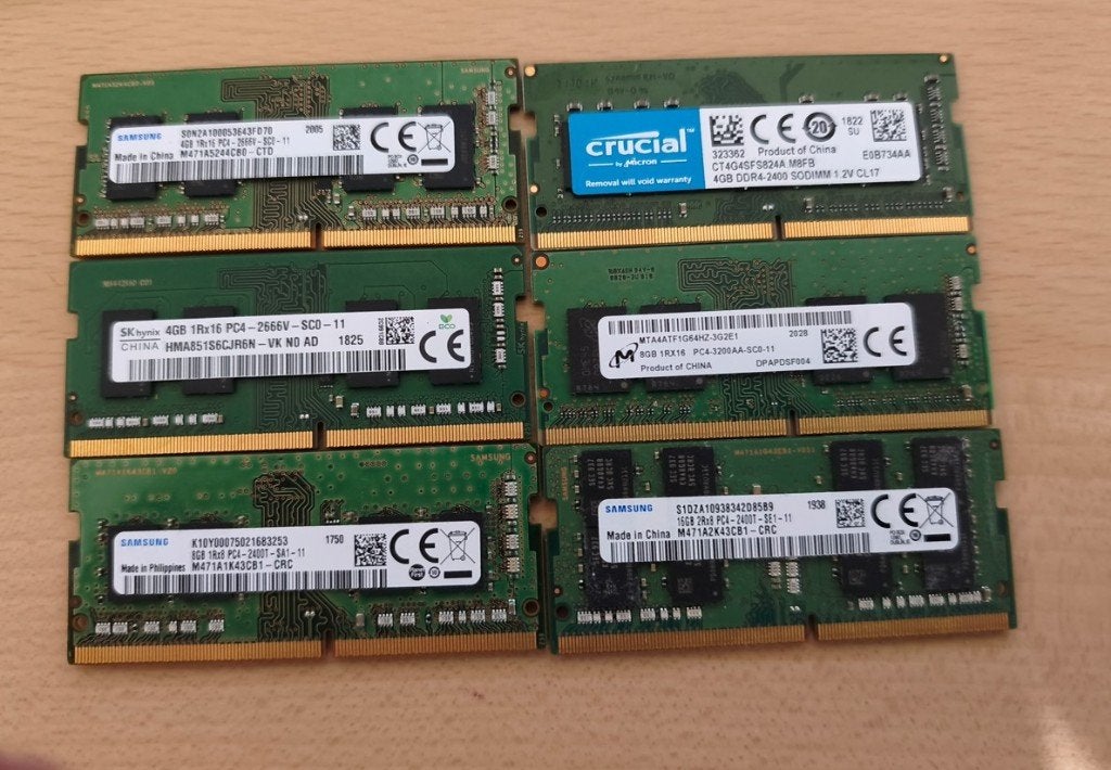 6x ddr4 laptopgeheugen 4-16 gb, Computers en Software, RAM geheugen, DDR4, Ophalen of Verzenden, Zo goed als nieuw, Desktop
