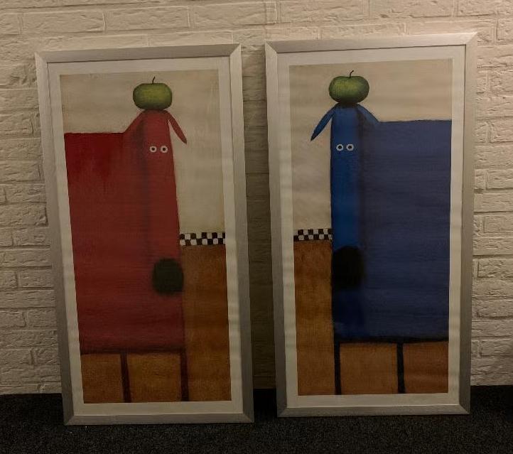 2x grote wissellijst hond appel; wanddecoratie kind; 55*105, 105 cm, Decoratieobject, Ingelijst, Ophalen of Verzenden