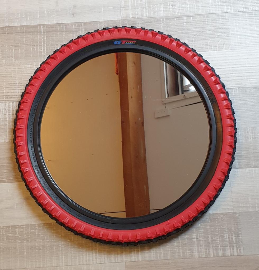 Ikea Volda BMX spiegel rood Jaren 90, Huis en Inrichting, Woonaccessoires | Spiegels, Ophalen, Minder dan 50 cm, Rond, Zo goed als nieuw