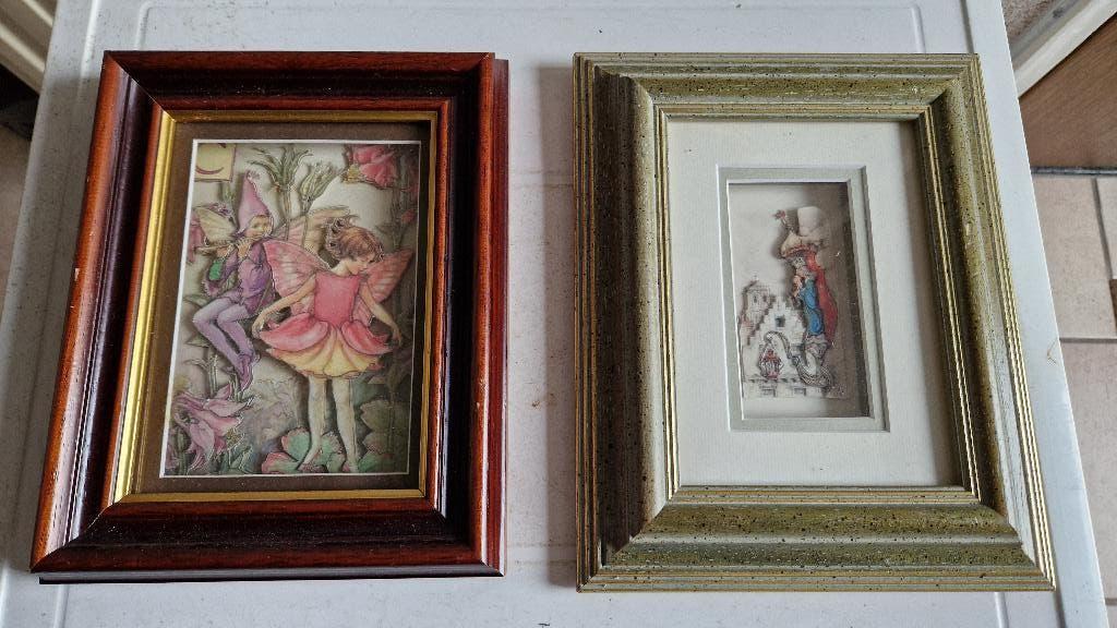2 oude 3 D schilderijtjes, Ophalen of Verzenden
