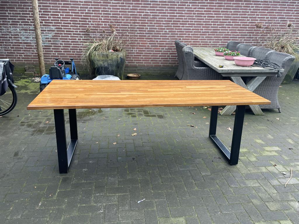 4 kant tafel eiken, Ophalen of Verzenden, Rechthoekig, 200 cm of meer, 50 tot 100 cm
