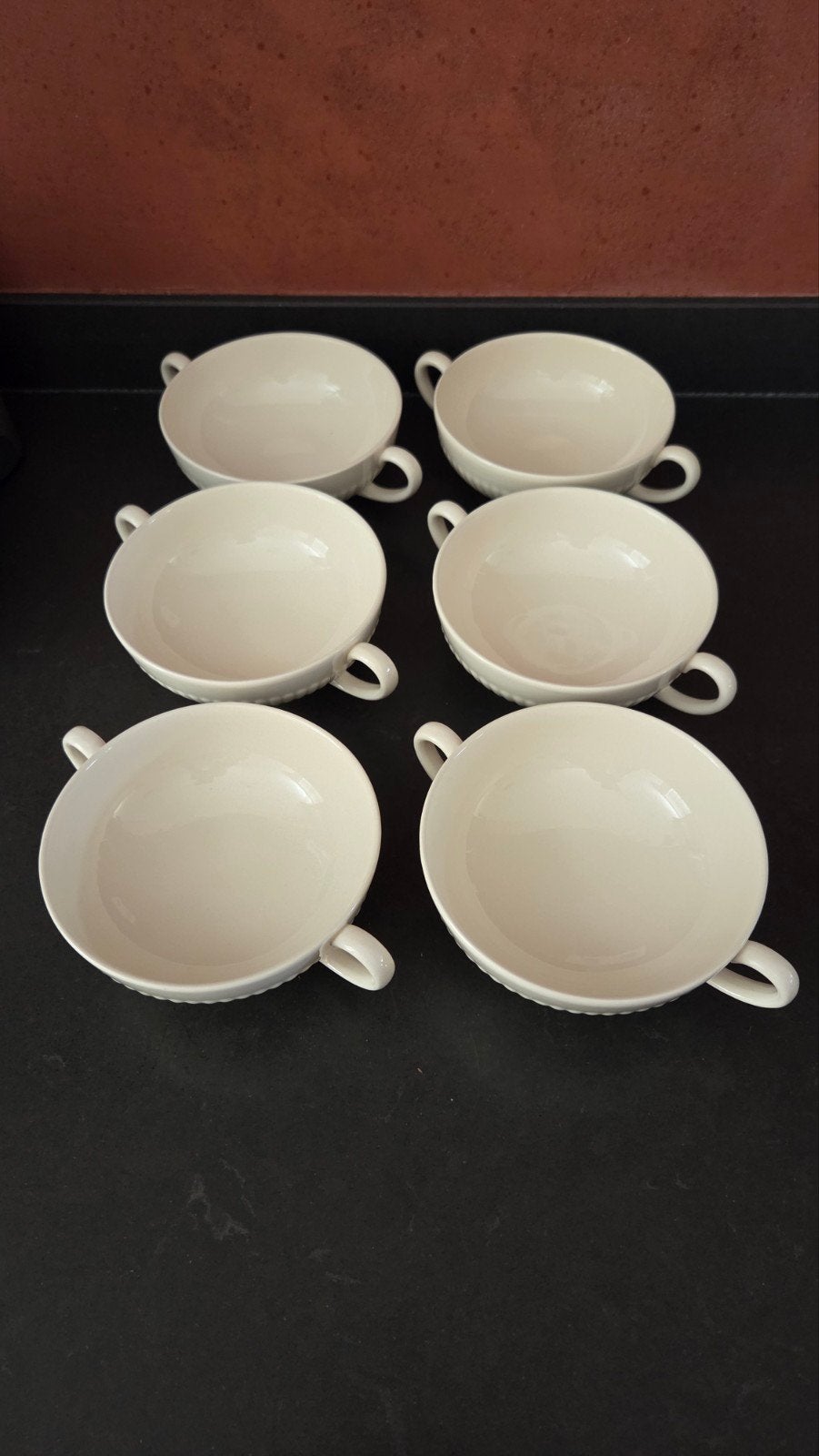 6 Wedgwood soepkommen - 12,5cm doorsnede, 5cm hoog, Huis en Inrichting, Keuken | Servies, Ophalen of Verzenden, Zo goed als nieuw