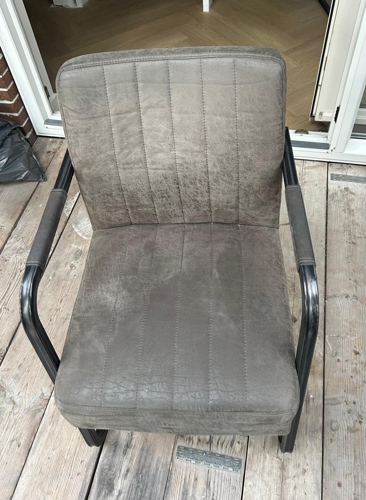 Set van 2 industriële eetkamerstoelen - groen en grijs, Ophalen, Gebruikt, Twee, Overige kleuren