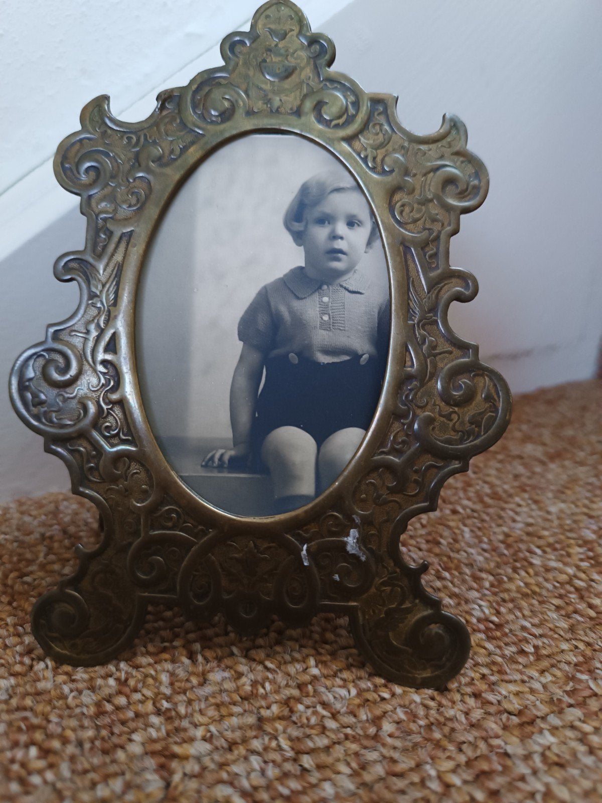 Fotolijstje ovaal koper zonder glas., Antiek en Kunst, Ophalen of Verzenden