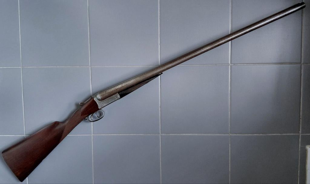 Antiek Brits hammerless hagel geweer kal 12 zwartkruit, Antiek en Kunst, Ophalen of Verzenden