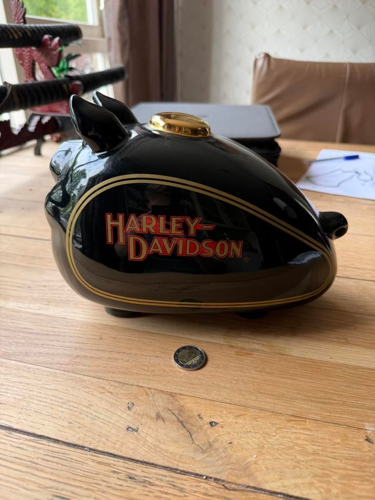 Vintage Harley Davidson Spaarvarken - XL Goud, Ophalen of Verzenden, Gebruikt