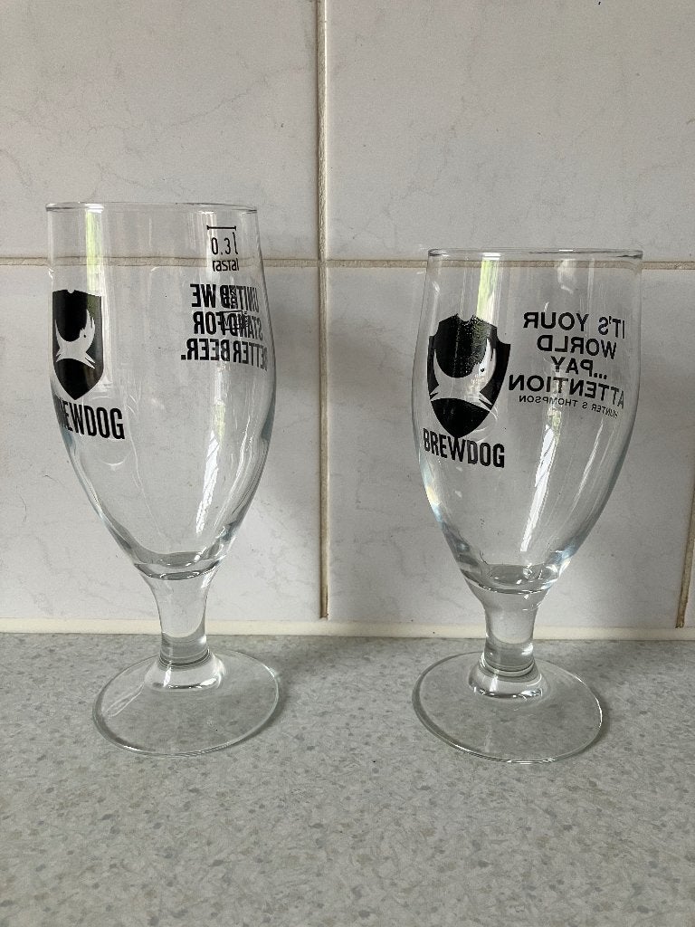Twee glazen Brewdog, Ophalen, Gebruikt, Glas of Glazen, Overige merken