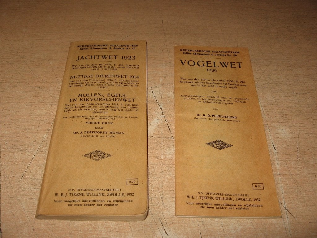 Jacht,jagen :Jachtwet 1923/Nuttige Dierenwet 1914/mollen, Boeken, Natuur, Ophalen of Verzenden, Gelezen, Overige onderwerpen