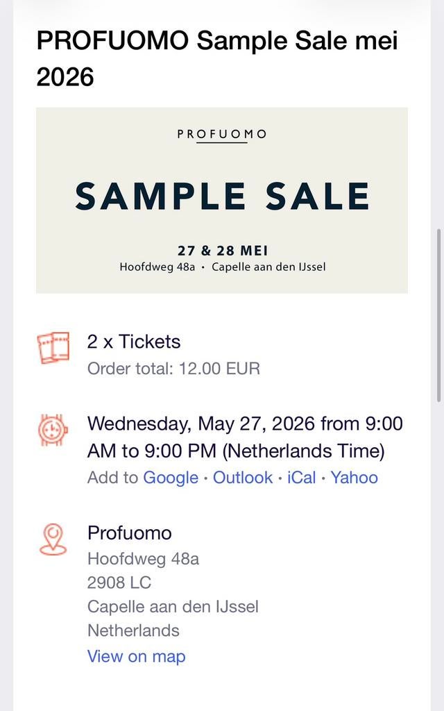 Kaarten Sample Sale Profuomo, Ophalen of Verzenden, Zo goed als nieuw