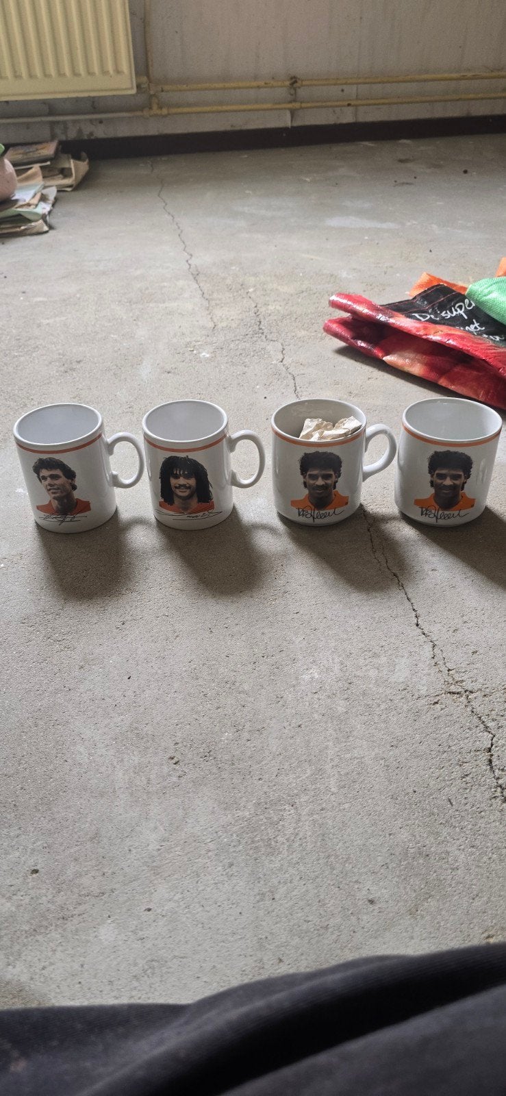 Vintage Oranje WK Mokken - Gullit, Rijkaard, Van Basten, Ophalen, Steen/keramiek, Wit, Overige merken