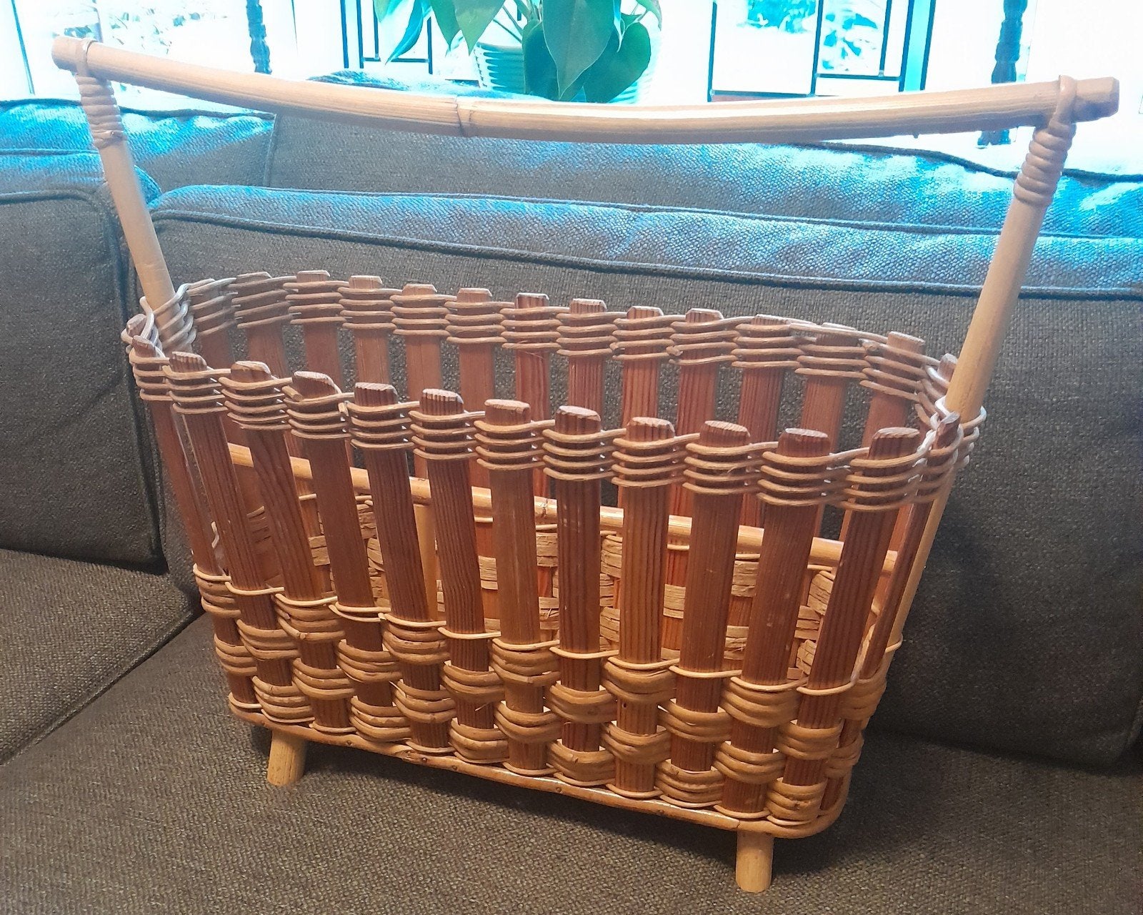 Vintage Rotan Lectuurbak Jaren 60/70 - Bohemian Stijl, Meerdere vakken, Gebruikt, Natuurlijk materiaal, Lectuurbak