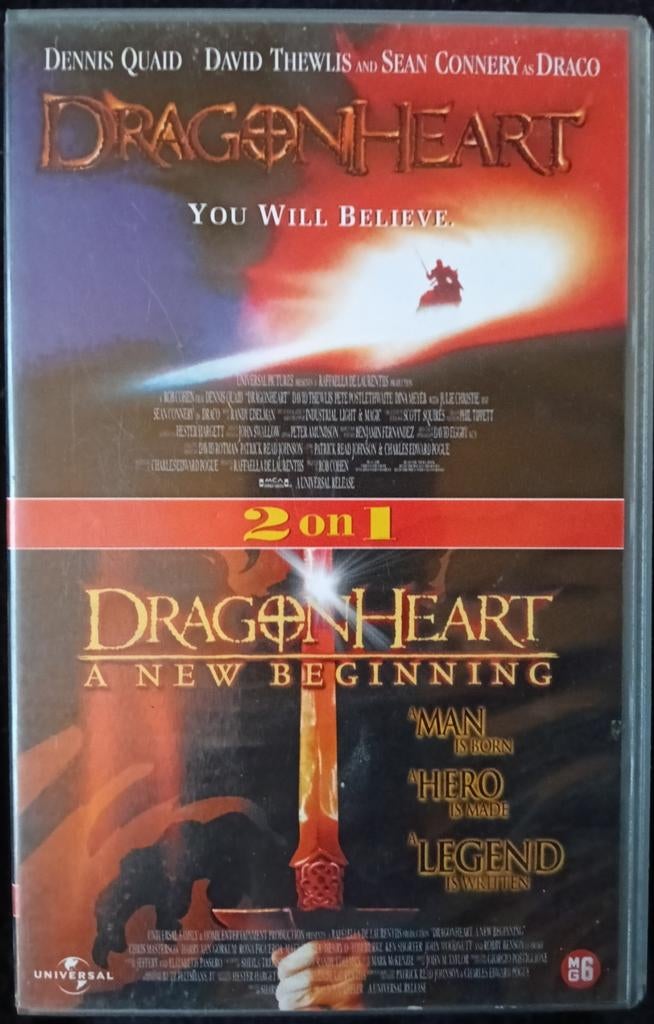 Dragonheart 1 en 2 vhs, Vanaf 16 jaar, Ophalen of Verzenden, Zo goed als nieuw, Horror