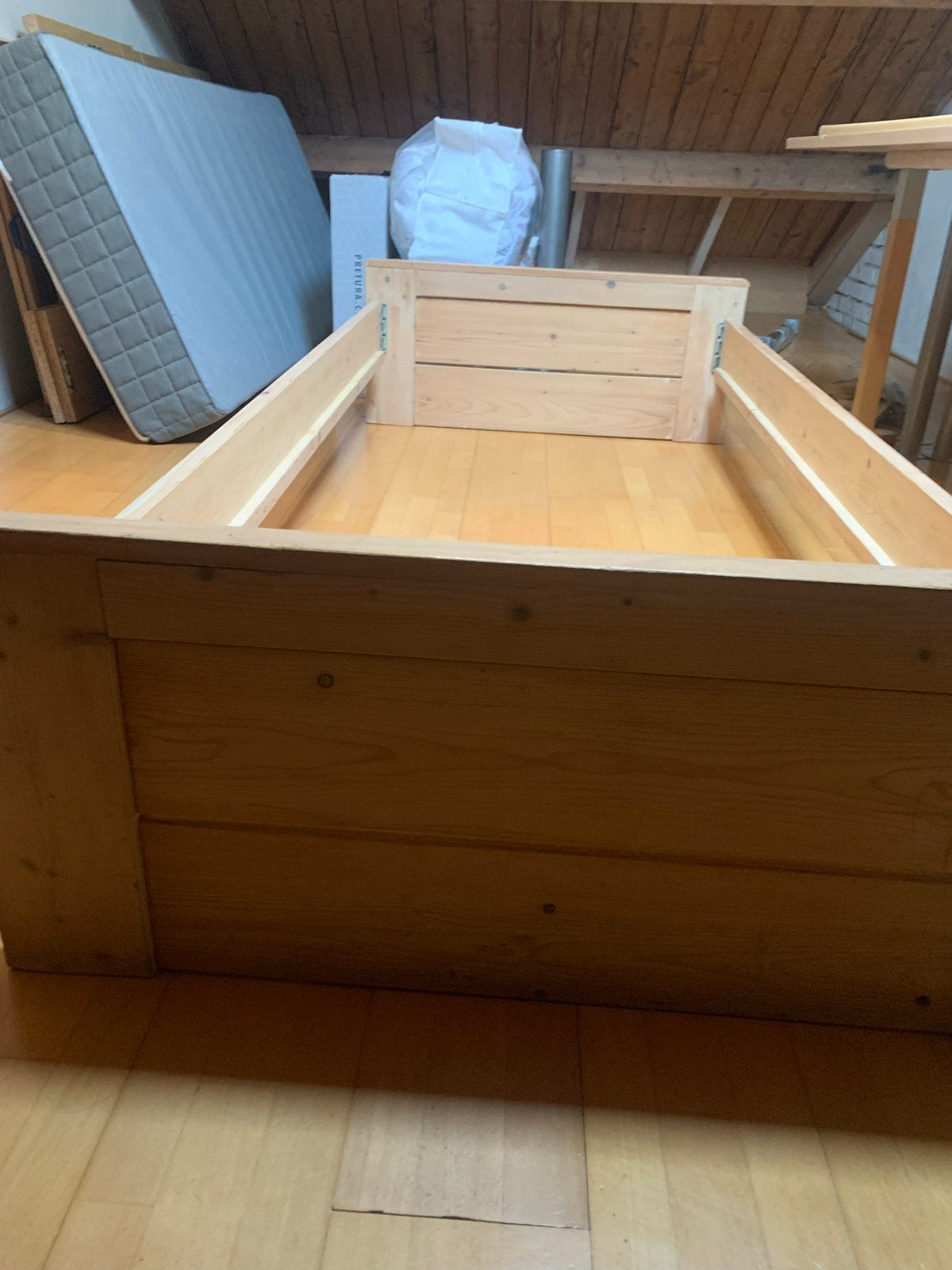 Houten eenpersoons bedombouw, Gebruikt, 90 cm, Eenpersoons, Bruin