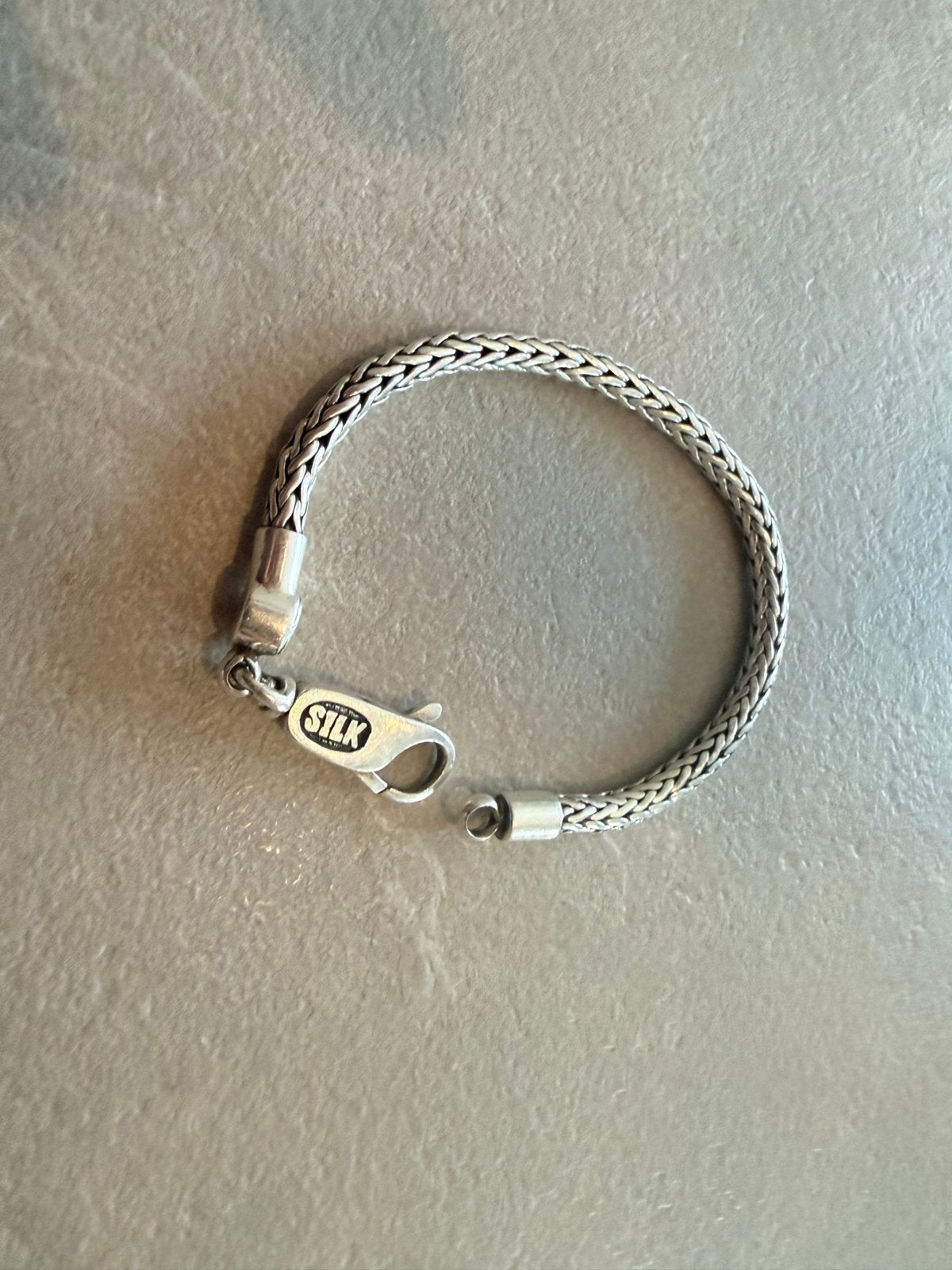 Zilveren SILK armband - gevlochten schakel 18 cm, Ophalen of Verzenden, Zo goed als nieuw, Zilver
