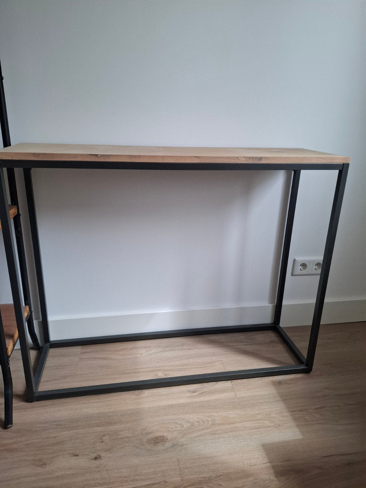 sidetable met eiken blad en metalen frame, Ophalen, 100 tot 150 cm, Zo goed als nieuw, Eikenhout