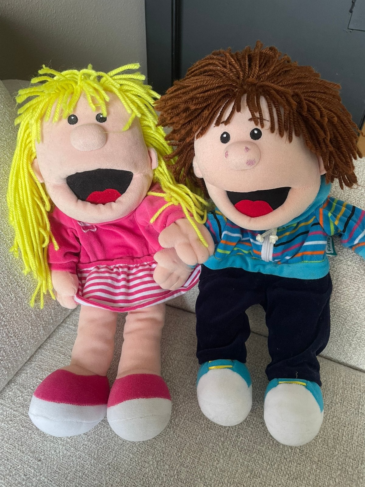 Fiesta Handpoppen Jongen en Meisje - Set van 2, Gebruikt, Overige merken, Overige typen, Ophalen of Verzenden