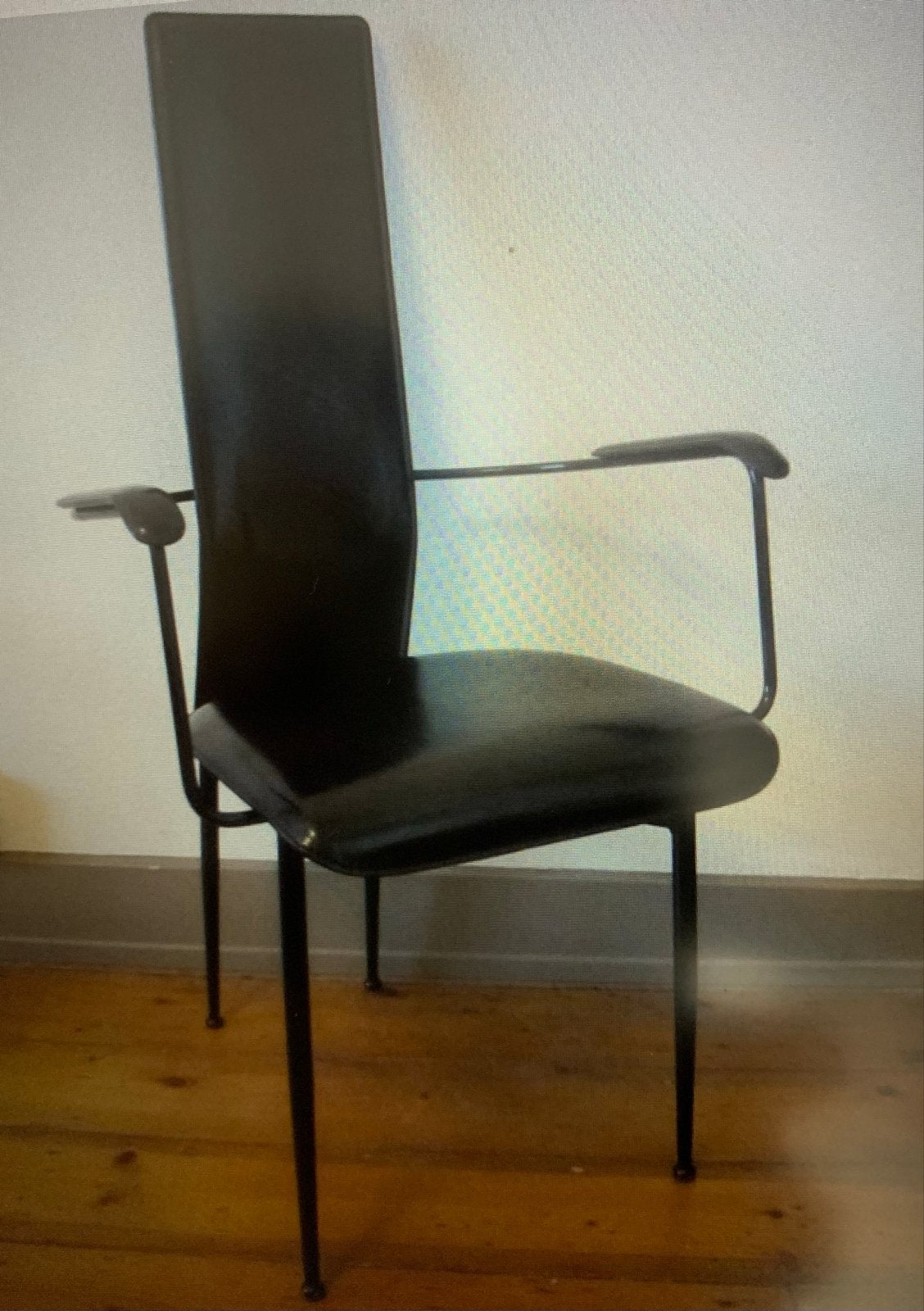 Fasem Giancarlo Vegni stoelen 4 stuks. Zwart leer en metaal, Huis en Inrichting, Ophalen, Gebruikt, Zwart, Leer