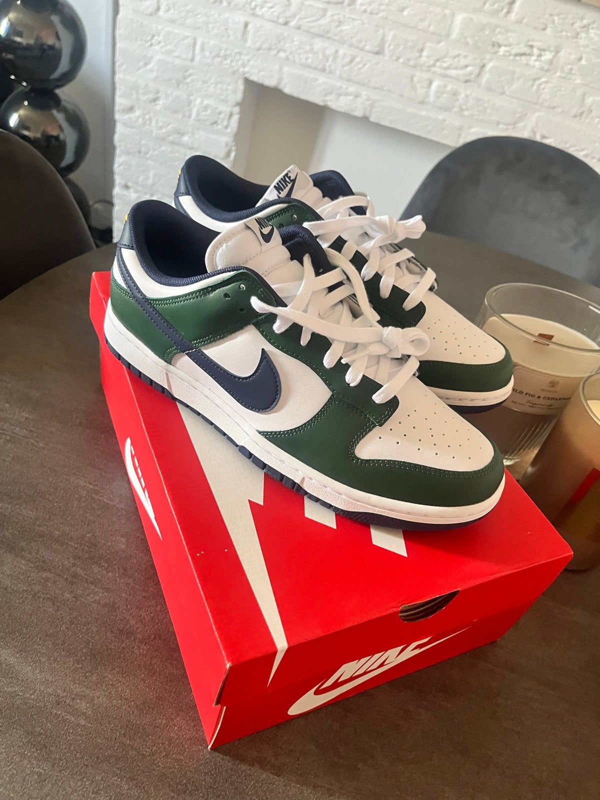 Nike Dunk Low Retro Green/White Maat 44, Ophalen, Nieuw, Wit, Sneakers of Gympen