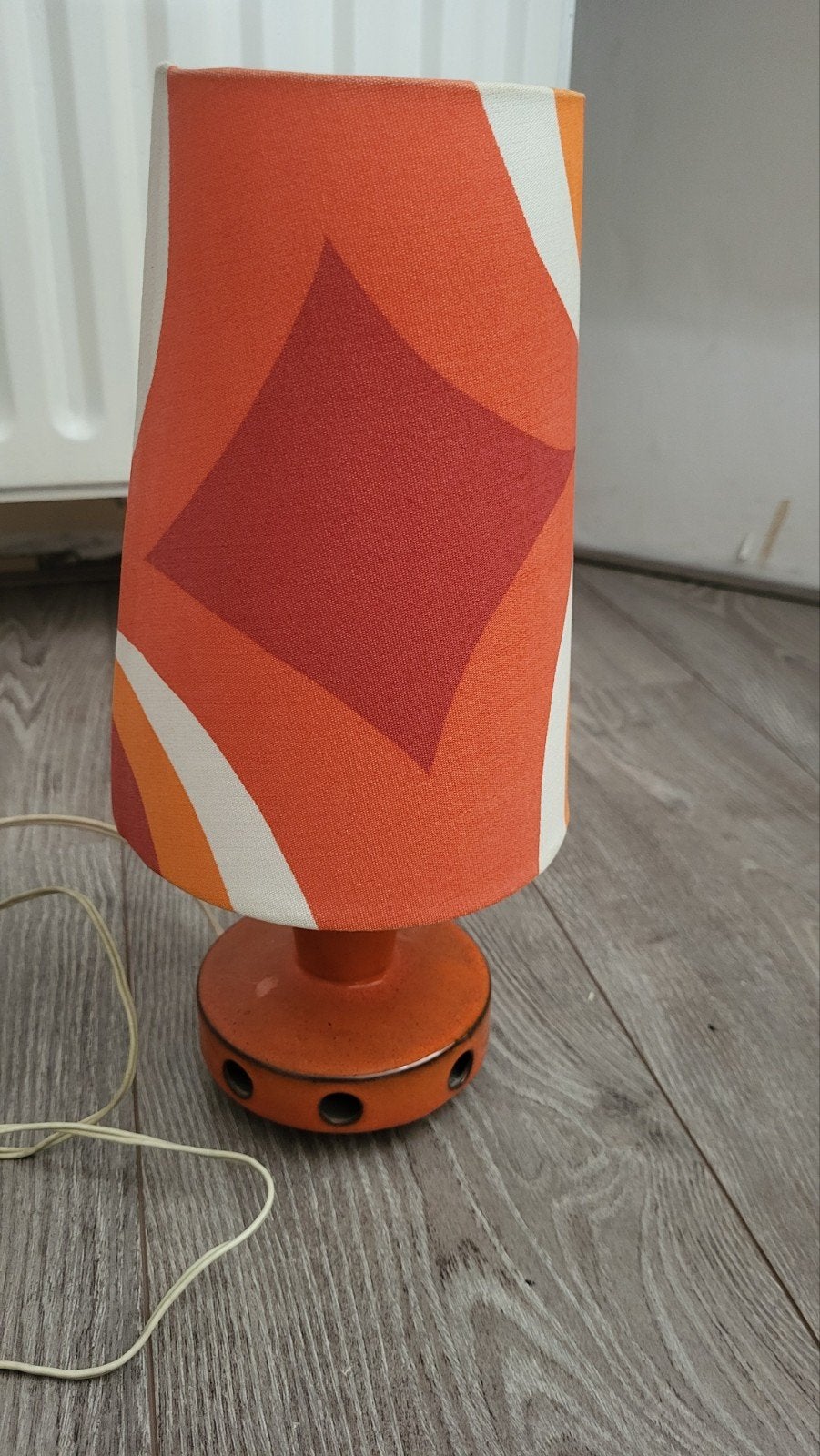 Vintage Tafellamp Jaren '60 Stijl - Oranje Retro Design, Ophalen, Gebruikt, Vintage, Textiel